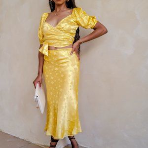 NWT VICI Flower Power Satin Midi Skirt